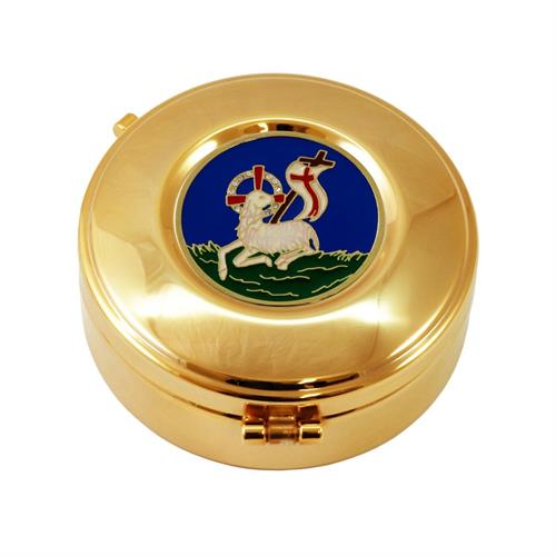 TECA PORTA OSTIE AGNELLO CON BRILLANTI SMALTO BLU Ø9