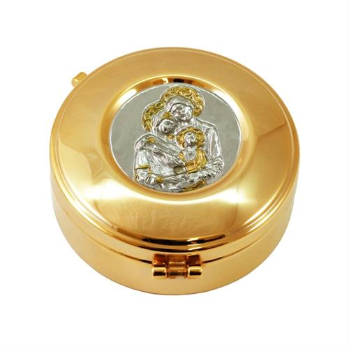 SCATOLA PORTA OSTIE SACRA FAMIGLIA ARGENTO E ORO Ø9