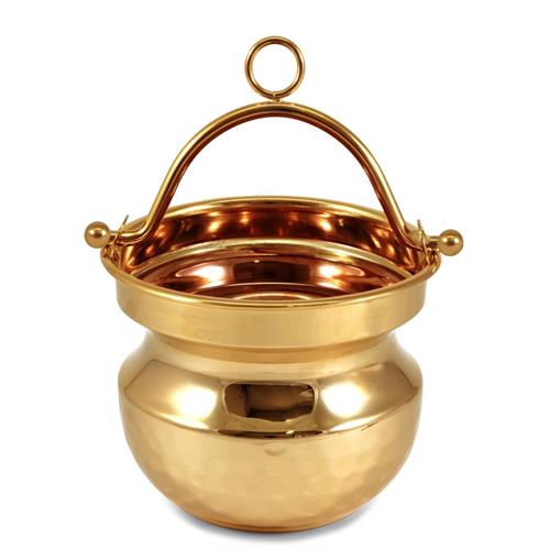 HAMMERED GOLD PLATED HOLY WATER BUCKET WITH COPPER LINING