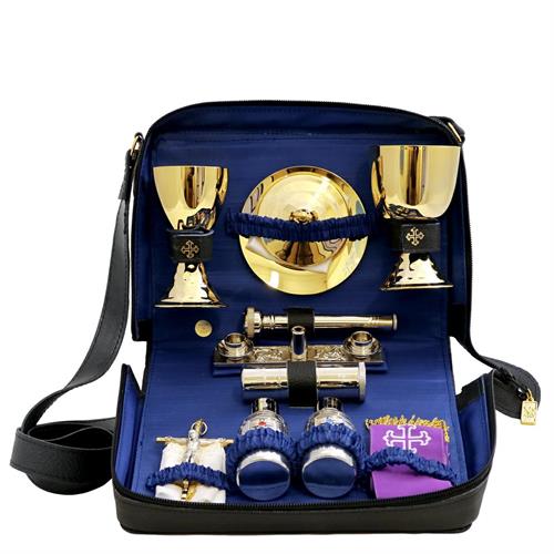 MASS KIT IN GENUINE LEATHER AND BLUE SATIN