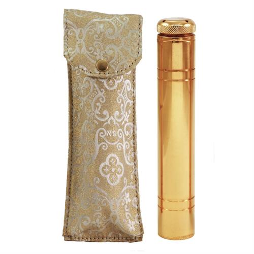 DAMASK SATIN CASE COMPLETE 14 CM GOLD PLATED SPRINKLER.