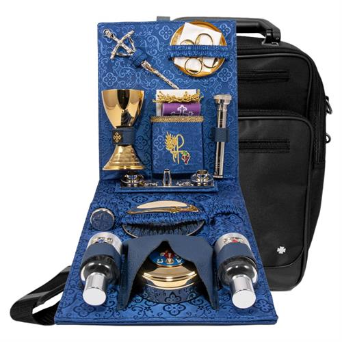 BORSELLO PER CELEBRAZIONE IN TESSUTO TECNICO CON INTERNO BLU