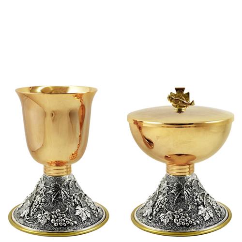 CALICE E PISSIDE CON BASE UVA E VITE