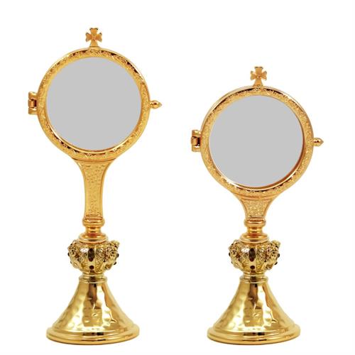 TECA ESPOSIZIONE DORATA CON NODO ANGELI E PIETRE ROSSE