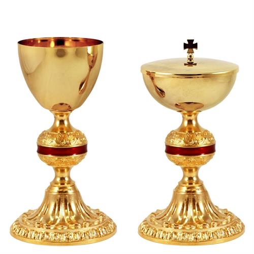 CHALICE AND CIBORIUM WITH ENAMELED BALL KNOP