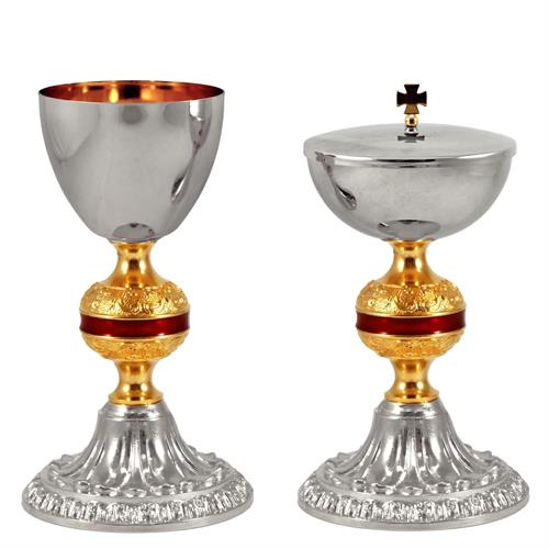 CALICE E PISSIDE BICOLORE CON NODO PALLA SMALTATO