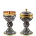 CALICE E PISSIDE CON MOTIVO UVA E VITE ARGENTO ANTICATO
