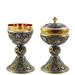CHALICE AND CIBORIUM WITH TWO-TONE GRAPE AND VINE MOTIF