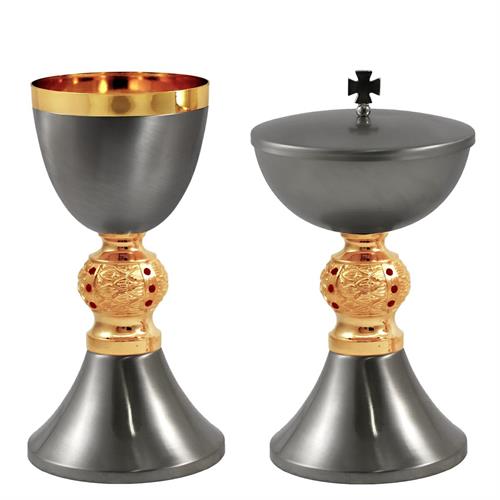 CHALICE AND CIBORIUM MATTE EFFECT AND KNOP WITH STONES