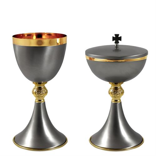 CALICE E PISSIDE EFFETTO OPACO CON NODO IN FUSIONE DORATO