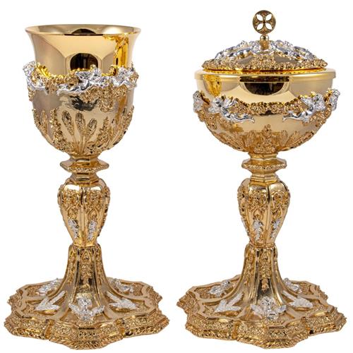 CALICE E PISSIDE BAROCCHI CON ANGELI ARGENTATI