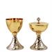 GOLD PLATED CHALICE AND CIBORIUM WITH TWO-TONE HAMMERED BASE