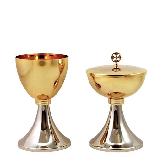 CALICE E PISSIDE DORATI CON BASE BICOLORE