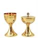 GOLD PLATED CHALICE AND CIBORIUMI WITH HAMMERED SAUCER
