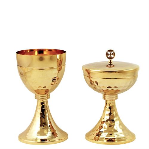 GOLD PLATED CHALICE AND CIBORIUMIS WITH HAMMERING
