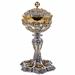 BAROQUE CHALICE AND CIBORIUM WITH GOLD PLATED ANGELS