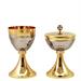 GOLD PLATED CHALICE AND CIBORIUMI WITH HAMMERED SAUCER