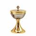 GOLD PLATED CHALICE AND CIBORIUMI WITH HAMMERED SAUCER