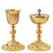 CALICE E PISSIDE DORATI CON BASE BAROCCA