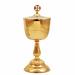 GOLD PLATED TRAVEL CHALICE AND CIBORIUMI WITH DECORATED BASE