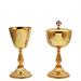 GOLD PLATED CHALICE AND CIBORIUM WITH DECORATED BASE