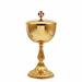 GOLD PLATED CHALICE AND CIBORIUM WITH DECORATED BASE
