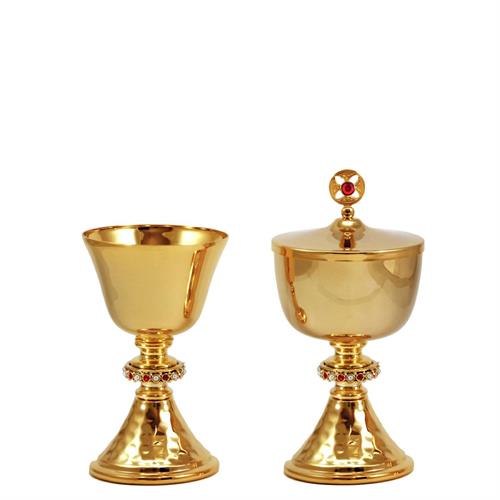 CALICE E PISSIDE DA VIAGGIO DORATI CON PIETRE BRILLANTI