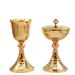 GOLD PLATED CHALICE AND CIBORIUM WITH HAMMERING AND CAST KNOP
