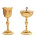 GOLD PLATED CHALICE AND CIBORIUM WITH CAST BASE AND BAROQUE KNOP