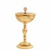 GOLD PLATED CHALICE AND CIBORIUM WITH CAST BASE AND BAROQUE KNOP
