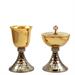 CALICE E PISSIDE BICOLORE CON MARTELLATURA E NODO CON DECORO