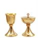 GOLD PLATED CHALICE AND CIBORIUM AND KNOP WITH DECORATION