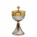 TWO-TONE CHALICE AND CIBORIUM WITH BASE AND SAUCER WITH LINES
