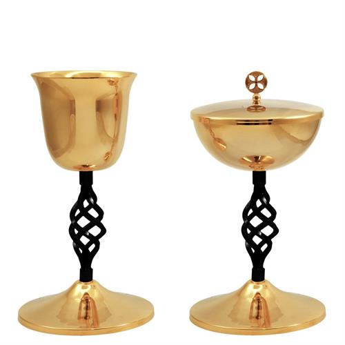 CALICE E PISSIDE DORATI E NODO ELLITTICO COLOR GRAFITE