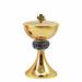 GOLD PLATED CHALICE AND CIBORIUM WITH FISH KNOP AND PX