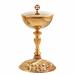 GOLD PLATED CHALICE AND CIBORIUM WITH SHELL-STYLE BASE