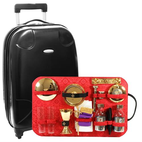 TROLLEY PER CELEBRAZIONE INTERNO RASO ROSSO CON RICAMO JHS