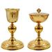 GOLD PLATED CHALICE AND CIBORIUM WITH CROSS LAMB OF PEACE