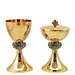 GOLD PLATED CHALICE AND CIBORIUM WITH FISH KNOP AND TWO-TONE PX