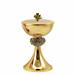 GOLD PLATED CHALICE AND CIBORIUM WITH FISH KNOP AND TWO-TONE PX