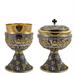 LAST SUPPER CHALICE AND CIBORIUM IN ANTIQUE SILVER AND GOLD