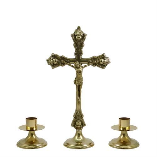CROCE E CANDELIERI DA ALTARE h. 36 cm.