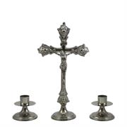CROCE E CANDELIERI DA ALTARE h. 36 cm.