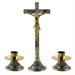 CROSS AND ALTAR CANDLESTICKS ON A GRAPE AND VINE BASE