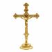 ALTAR CROSS AND CANDLESTICKS ON A LINED BASE h. 27 cm.