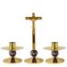 ALTAR CROSS AND CANDLESTICKS SILVER-PLATED KNOP h. 42 cm.