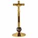 ALTAR CROSS AND CANDLESTICKS SILVER-PLATED KNOP h. 42 cm.