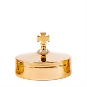 SCATOLA PORTA OSTIE IN OTTONE DORATO CON CROCE