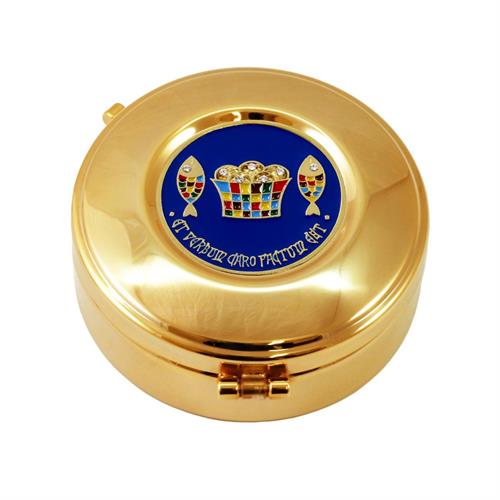 HOST CASE WITH BREAD AND FISH IN BLUE ENAMELS