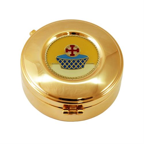 HOST CASE BASKET WITH CROSS ON YELLOW BACKGROUND